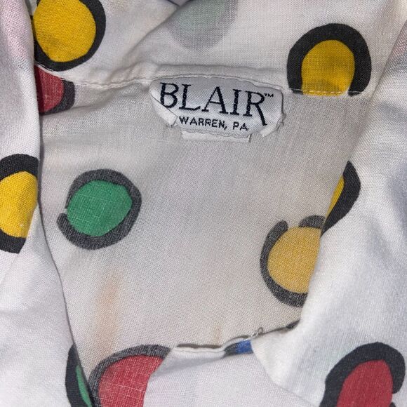 Vintage polka dot rainbow blouse BLAIR Usa made Retro Funky 80s S - Picture 3 of 5
